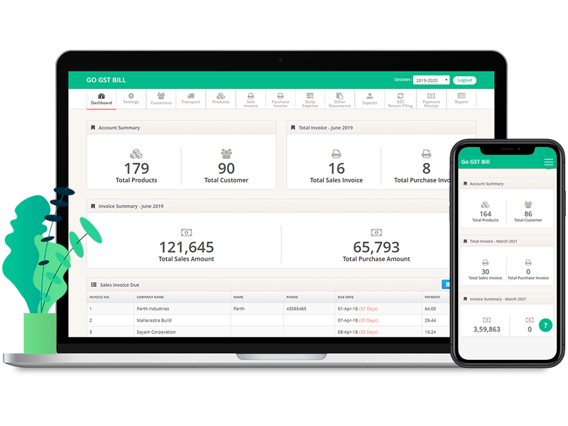 GST Billing software dashboard